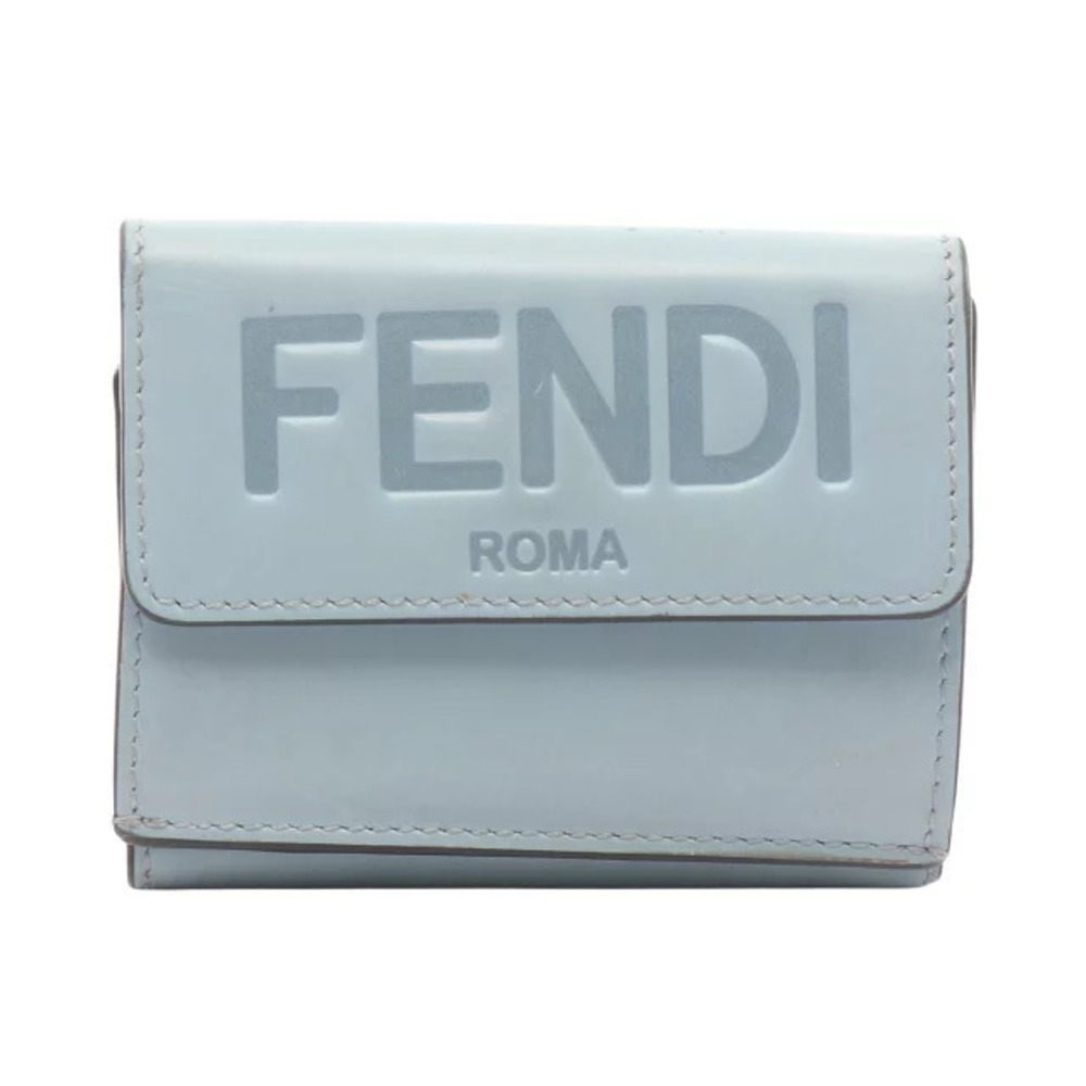 Fendi Tri fold Wallet Leather Blue